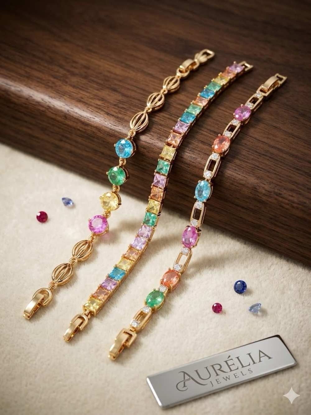 ✨ New 18k Gold Filled Multi-Gemstone "Candy" Bracelet Stack ✨ Only First Two